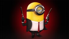 hitman Despicable Me minions Crossover red background gun weapon