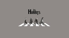 Hobbits parody funny grayscale Abbey Road