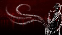 homestuck Music digital art saxophones red background artwork