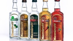 Honey alcohol white background vodka bottles liquor red pepper 