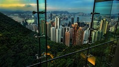 Hong Kong cityscapes window panes