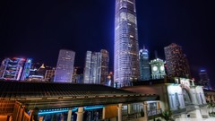 Hong Kong port buildings cities ferry