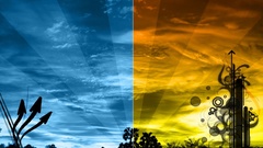 Horizon blue orange abstract