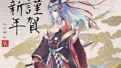 Horns anime girls cleavage Japanese clothes