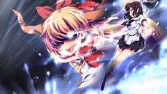 Horns anime girls touhou shameimaru aya ibuki suika hair bow