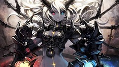 Horns armor white hair heterochromia fantasy art