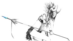 Horns barefoot blue eyes pixiv fantasia polychromatic