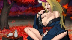 Horns blondes long hair touhou demons video games Japanese 