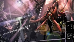 Horns Drums red eyes long hair hatsune miku vocaloid kagamine 