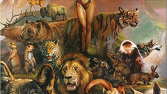 Horns Horses artwork Lions