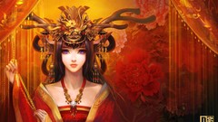 Horns Jewelry clothes peony long hair anime girls nail polish 