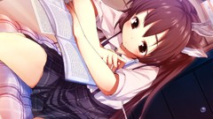 Horns long hair anime girls brown eyes seifuku animal ears