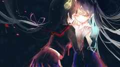 Horns long hair anime girls school uniforms vocaloid yellow 