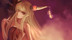 Horns red eyes blondes long hair anime girls touhou ibuki suika 