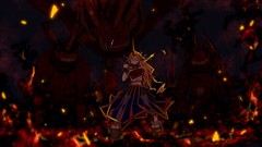 Horns red eyes chains blondes long hair touhou Oni Hoshiguma 