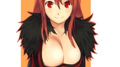 Horns red eyes cleavage Maoyuu Maou Yuusha Maou (Maoyuu)