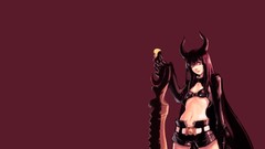 Horns red eyes long hair anime girls brunettes black rock 