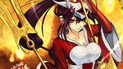 Horns red eyes masks long hair League of Legends video games 