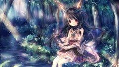 Horns red eyes sunlight brunettes bare shoulders forests 