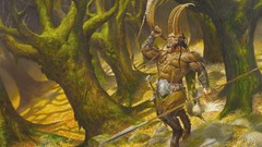 Horns spears creatures forests fantasy art satyr