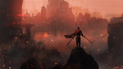 Horns Warriors Swords cityscapes artwork fantasy art