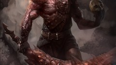 Horns Warriors Swords skulls creatures demons artwork fantasy 