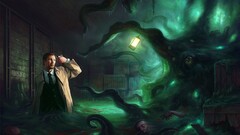 horror artwork H. P. Lovecraft Men suicide creature gun weapon