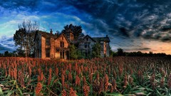 Horror clouds houses HDR