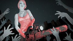 Horror drawings zombies pink hair chainsaw artwork splatters