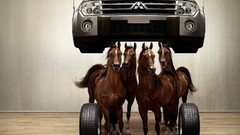 Horses artwork abstract cars