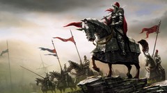 Horses Flags Knights armor Warriors cavalry artwork fantasy art