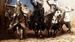 Horses Knights Swords artwork fantasy art crusade