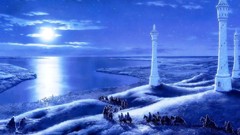 Horses moonlight Towers the lord of the rings fantasy art Ted 