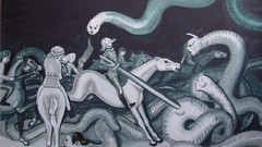 Horses snakes paintings Swords creepy artwork traditional art