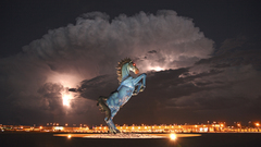Horses statues skyscapes Animals