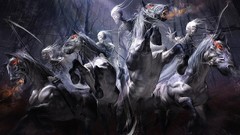 Horses Undead ghosts Swords skulls artwork fantasy art
