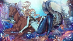 Horses underwater mermaids underboobs