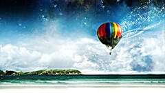 hot air balloons artwork digital art sky Stars