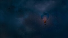 hot air balloons sky night Stars