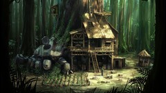 House forest Wood science fiction futuristic artwork