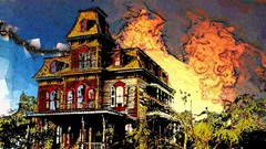 Houses burning artwork