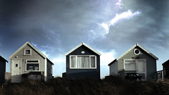 Houses clouds sun Art