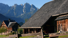 Houses fields Mountains Landscapes