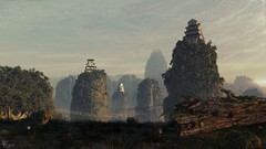 Houses hills Asia Mountains