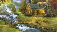 Houses rivers artwork