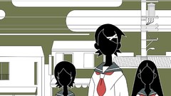 Houses schoolgirls buildings long hair anime girls school 