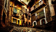 Houses streets low-angle shot