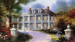 Houses Thomas Kinkade Pai