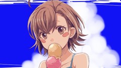 Ice cream anime girls brown eyes brunettes short hair toaru 