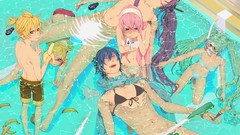 Ice cream bananas underwater scarfs blush blue hair pink hair 